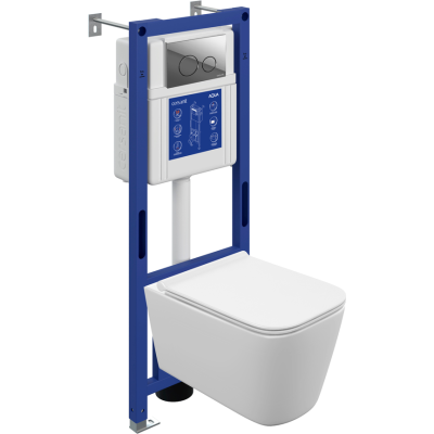 Комплект CERSANIT CREA VORTEX DPL EO инсталляция AQUA 40 SMART M кнопка TWINS пластик хром глянцевый